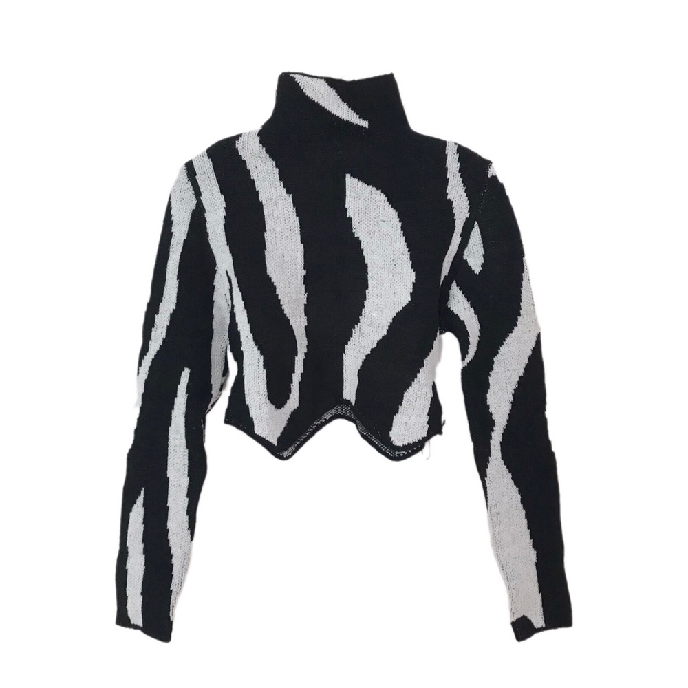 Zebra Print Sweater Top, New